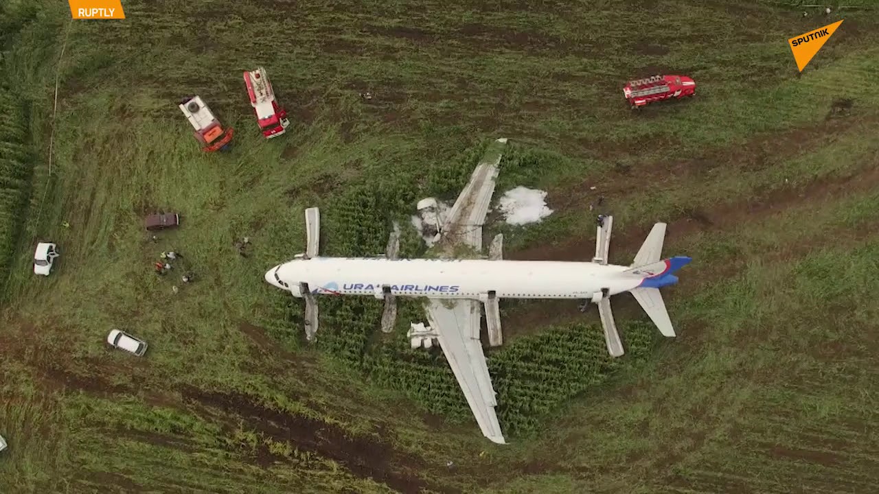 Capitán ruso aterriza A321 en campo de maíz