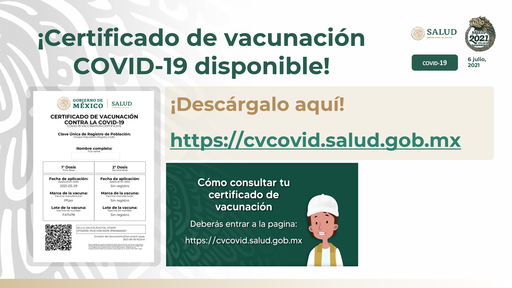 Ya hay certificado de vacunación covid-19 en México